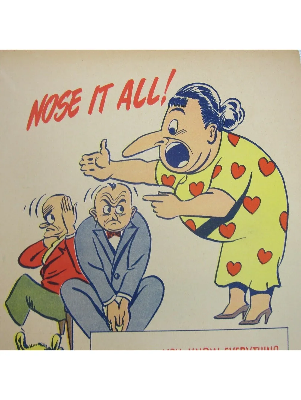 Vintage Vinegar Valentine NOSE IT ALL Penny Dreadful Sarcasm Insult Ephemera